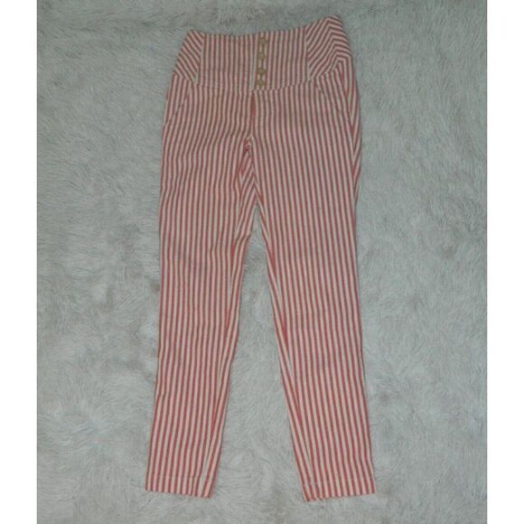 Free‎ People Pants Red White Striped Frankie High Waist Skinny Nautical Size  0 - Picture 4 of 13